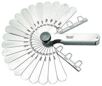 Starrett 572A Thickness Gage - .0015 - .035" Range - 22 Leaves - 6 Spark Plug Wire Gages 57098 - WesTorque