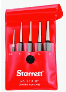 Starrett S117PC Center Punches - Set Of 5 - In Plastic Case 50488 - WesTorque