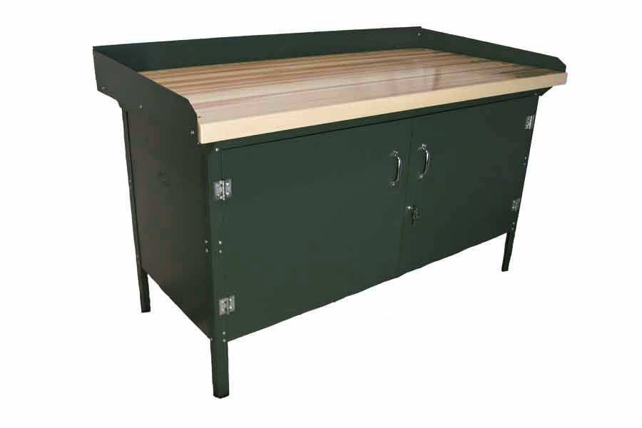 Pollard Brothers 140-530-32D Enclosed Cabinet Workbench Laminated Hardwood Top Size 5' X 30" X 1-3/4"