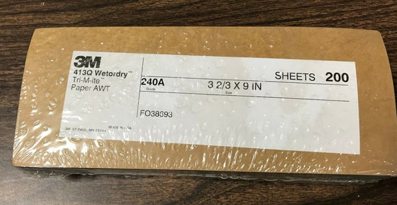 3M 413Q Wetordry 240A 3 2/3 X 9in #26791 Pack of 200 sheets