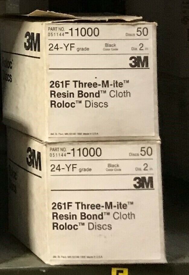 3M 05114-11000 261F Three-M-ite Resin Bond Cloth Roloc Discs 24-YF