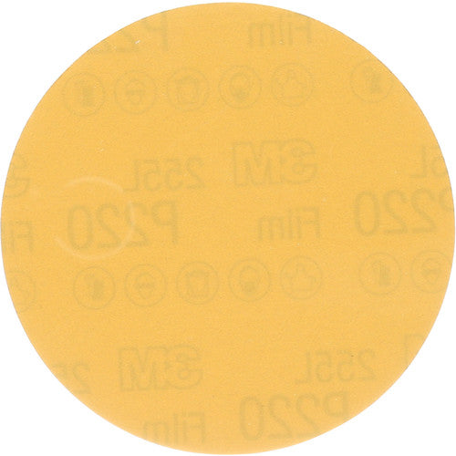 3M Stikit Gold Film Disc 255L, P220, 3 in x NH, Die 300V, 50/Carton,
200 ea/Case
