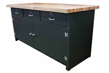 Pollard Brothers 163-630-35 Three Drawer Cabinet Workbench Laminated Hardwood Top Size 6'x30"x2-5/8"