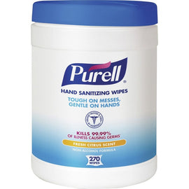 Gojo 911306 Purell Sanitizing Wipes, 270/Tub, White