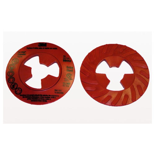 3M Disc Pad Face Plate Ribbed 80514, 7 in Extra Hard Red, 10 ea/Case