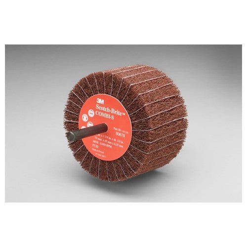 Scotch-Brite Combi-S Wheel 80801, 3 in x 1-3/4 in 1/4 in Shank 80 X-weight, 10 ea/Case - WesTorque
