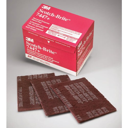 Scotch-Brite Hand Pad 7447B, HP-HP, A/O Very Fine, Maroon, 6 in x 9 in, 60 ea/Case, Bulk - WesTorque