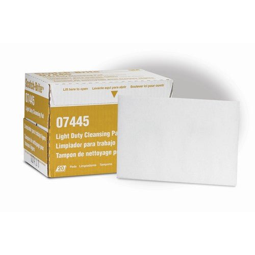 Scotch-Brite Light Cleansing Hand Pad 7445 HP-HP Nepheline Syenite Super Fine White 6 inx9 in 20/CTN 60ea/Cs - WesTorque